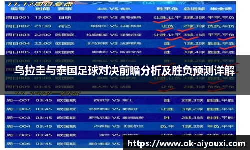 乌拉圭与泰国足球对决前瞻分析及胜负预测详解